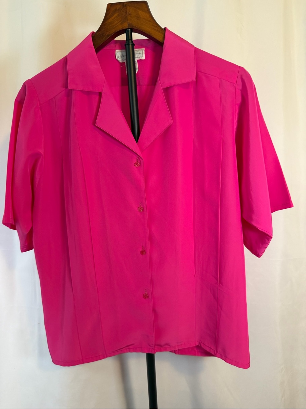 Vintage Anne French Pink Button Front Blouse Women’s Size 4 Career Office Top